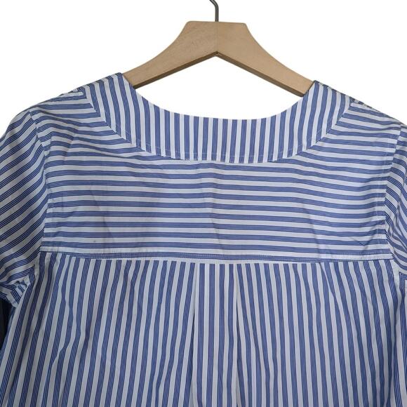J. Crew Womens 4 Blue White Striped Pullover V Neck Blouse - Picture 4 of 11